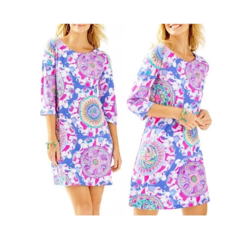 Lilly Pulitzer Womens XXS Blue Pink Play That Trunky Music Bay Mini Dress